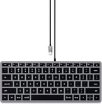 Clavier Slim W1 Rétroéclairé avec Câble,QWERTY Américain,Rétroéclairé,USB-C,Clavier Lumineux pour MacBook Pro/Air,iPad Pro/Air,Mac Mini,iMac et Plus,Gris Sidéral,Disposition US