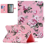 Case for Amazon Kindle Fire HD 8 2020/ Fire HD 8 Plus Case (10th Generation 2020), UGOcase Smart Stand Synthetic Leather Shockproof Cover with Auto Sleep Wake & Card Slots - Pink Flower