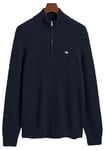 GANT Coton texturé Demi-Fermeture éclair Pull-Over, Bleu Nuit, XXXXL Homme