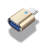 Adaptateur USB type-c vers USB 3.0 OTG,câble OTG pour Macbook pro Air,Samsung S10 S9,lumière led - Type gold