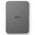 LaCie Mobile Drive 5To disque dur externe portable, USB-C 3.2,PC/Mac, matériaux recyclés, abonnement Adobe, Services Rescue, Space Grey (STLR5000400)