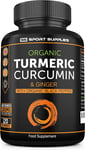 Organic Turmeric Capsules High Strength and Black Pepper with Active Curcumin