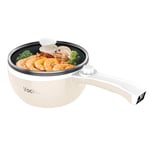 Vocha Electric Hot Pot, 1.5L Mini Portable Non-Stick Sauté Pan, Multi-Cooker with Power Adjustment for Home/Travel/Dormitory, Silicone Spatula Included (Beige)