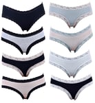 Culottes Femme Infinitif Confort Qualité Supérieure -Boxer, Shorty, String Shorty Dentelle Uni Pack De 6 Surprise En Coton