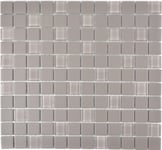 Carreaux de Mosaique Céramique Receveur de Douche Carré Gris Ungl. Verre