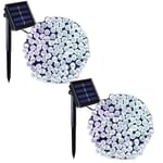 2-pack 200 LED Solcells-drivna Julgransljus, 22 meter Vattentäta Utomhus, 8 Ljuslägen