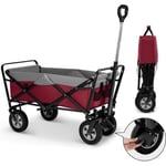 EUGAD Chariot Pliable, Chariot de Jardin 100L, Poignée Réglable, Brouette de Plage Portable, Charge 80kg, Fuchsia+Gris