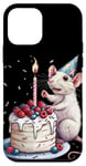 iPhone 12 mini Charming White Rat Birthday with Cake and Party Hat Costume Case