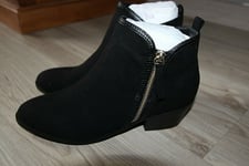 NEW LOOK Bottines noires en daim à talon 5 cm pour femme Taille 37