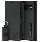 SURAZO Slim Magnetic Mobile Phone Case for Google Pixel 8a Leather - Genuine Leather Protective Case Paw Motif - RFID Flip Case [Stand Function, Card Slot] Flip Cover Case Leather Case (Dark Grey)