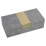 DRW Boîte à bijoux rectangulaire en bois et similicuir gris et or 25 x 12 x 7,5 cm