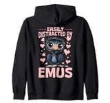 Funny Emu Animal Easily Distracted By Emus Zip Hoodie