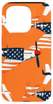 Coque pour iPhone 15 Pro Drapeau américain minimaliste orange tropical P-51 Mustang de la Seconde Guerre mondiale