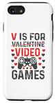 Coque pour iPhone SE (2020) / 7 / 8 V est pour les jeux vidéo, la Saint-Valentin, Funny Gamer, pour hommes et garçons