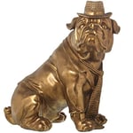 DRW Figurine de Chien Bó x ER en résine Assis avec Chapeau en Or 44 x 27 x 43,5 cm