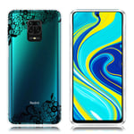 Deco Xiaomi Redmi Note 9 Pro / Xiaomi Redmi Note 9S / Xiaomi Redmi Note 9 Pro Max skal - Svart Blomma