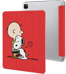 Étui Pour Ipad Pro 2021 Snoopy Charlie Brown Heart 12,9 Pouces, Type Ordinateur Portable, Support À Trois Volets Avec Porte-Stylo, Veille/Réveil Automatique