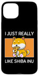 Coque pour iPhone 15 Plus Adorable chien Shiba Inu Kawaii I Just Really Like Pizza