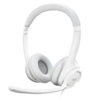 Logitech H390 Wired Headset til PC/Laptop, stereohovedtelefoner med støjreducerende mikrofon, USB-A WHITE