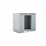 Abri de Jardin en Metal Gardiun Kingston Silver 3 m2 142x213x184 cm Ext. Acier Galvanise Argent/Blanc