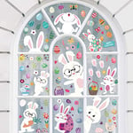 fanquare Autocollant de fenêtre Lapin de Pâques 131 Pcs Stickers pour vitre Jeux de Chasse aux Oeufs Double Face Fenêtre Autocollants pour Enfants Maison Vacances Décor Articles de Fête