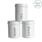 Round Metal Kitchen Tea Coffee Sugar Canisters Matt White