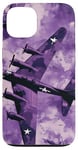 Coque pour iPhone 13 Imprimé animal bohème violet B-17 Flying Fortress Vintage