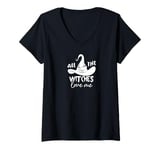 Womens All The Witches Love Me - Funny Halloween Witch Hat V-Neck T-Shirt