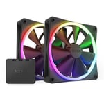 140mm NZXT F140 RGB Fan Twin Pack, Black, PWM, High Airflow, 500-1800rpm, 24.85-