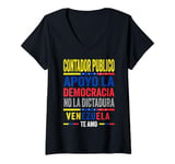 Womens Support Venezuela Flag | Contador Publico Apoyo Democracia V-Neck T-Shirt