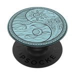 Yin Yang Day and Night Light Blue PopSockets Adhesive PopGrip