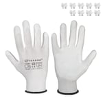 Lot de 10_ROTA Gants de bricolage multi-usages et jardinage T.10 Blanc