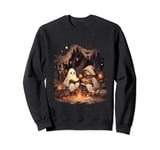 Ghost Read Book in Campfire Cute Ghost Funny Halloween Sweatshirt