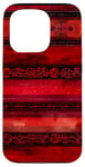 Coque pour iPhone 15 Pro Motif bordeaux rayé bohème rouge