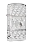 Zippo Pocket Lighter, Metal, Slim High Polish Chrome Diamond Design, One Size