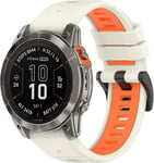 26mm Quickfit Bracelet Pour Garmin Enduro 3/Fenix 8 51mm/Epix 2 Pro 51mm,Silicone Bande Pour Garmin Fenix 7x Pro Solar/Fenix 7x/Fenix 6x Gps/Fenix 6x Pro/Fenix 6x Sapphire Gps Orange Blanc