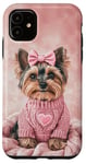 iPhone 11 Aesthetic Pink Christmas Yorkshire Terrier Holiday Xmas Case