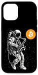 Coque pour iPhone 12/12 Pro Bitcoin Space Jazz Astronaut crypto sax saxophonist moon