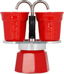 Bialetti Mini Express, Mokabryggare, 0,09 L, Röd, Gjuten Aluminium, 2 Koppar, 1 Styck