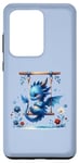 Coque pour Galaxy S20 Ultra Dragon ludique se balançant dans le jardin sur fond bleu.