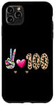 Coque pour iPhone 11 Pro Max Peace Love 100 Days Of School Cœur léopard