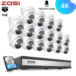 ZOSI 16CH POE CCTV SYSTEM IP UHD 8MP NVR 24/7 RECORD COLORVU CAMERA KIT OUTDOOR