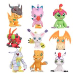 9-pack Digital Monster Adventure Agumon Gabumon Mini PVC-figurer Set Digimon Leksaker 1,6-2 tum Höga