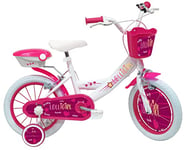 Lolli Girl Vélo Enfant 16'' Fille normé pour la Route, Blanc et Rose Fushia