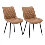 WOLTU Chaise de Salle à Manger Lot de 2, Moderne Chaise de Cuisine, Chaise scandinave, Chaise Coiffeuse, pour Salle de Séjour, Chambre à Coucher, Cuisine, en Similicuir et métal Brun Clair BH210hbr-2