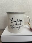 TK Maxx Christmas Holiday Time Scented Candle Cup Mug- Enjoy The Little Things