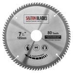 Saxton TCT Lame de scie à bois circulaire 185 mm x 80 dents pour scie Evolution Rage ¿ Bague de réduction de 25,4 mm incluse.[G319]