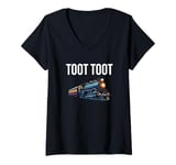 Womens Toot Toot Funny Christmas Holiday Train Festive Artwork V-Neck T-Shirt