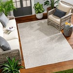 Livabliss Alanya Indoor Outdoor Rug - Large Boho Rug for Living Room 160x213cm, Dining, Kitchen Rug - Vintage Patterned Neutral & Coloured Rugs, Waterproof, Stain Durable, Ivory and Light Grey Rug