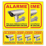 Lot 6 autocollants Video Alarme maison : dim. 100x100mm (x2) + dim. 50x50mm (x4) - Anti UV - garantie 5 ans - SDRJca